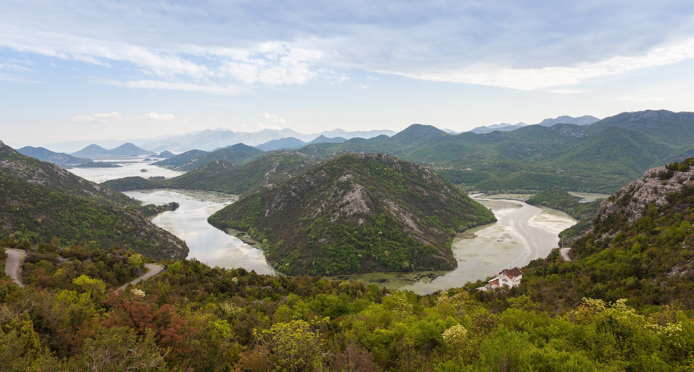Lake Skadar meandering below the hills near Rijeka Crnojevića
