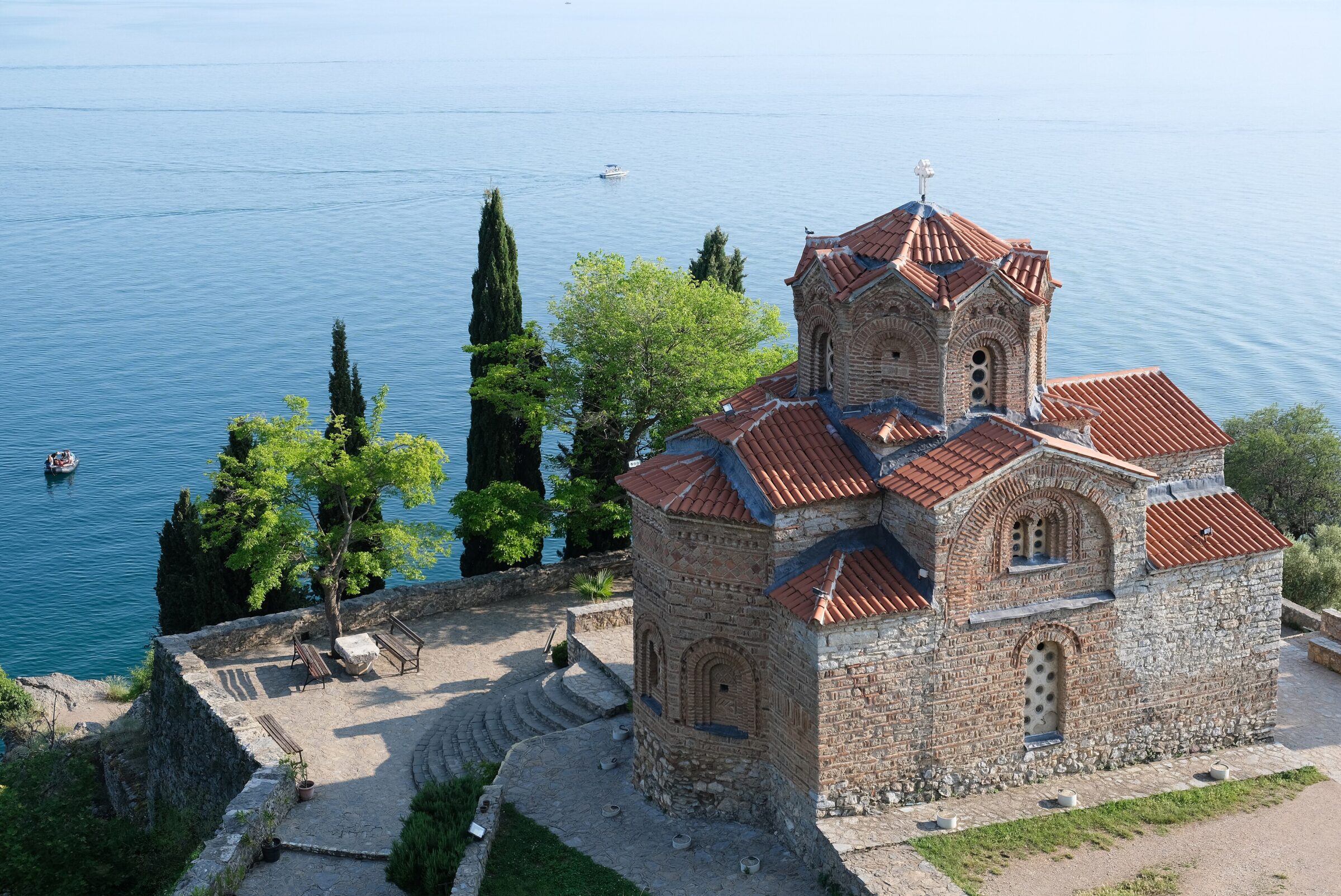 The Church of St. John at Kaneo on a cliff above Lake Ohrid